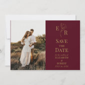 Carte de rappel de date de mariage avec monogramme (Devant)