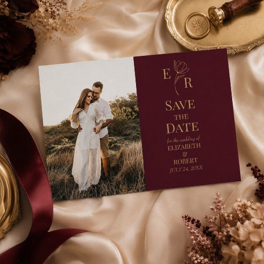 Carte de rappel de date de mariage avec monogramme