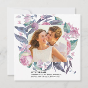 Carte de rappel de date de mariage avec photo flor