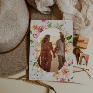 Carte de rappel de date de mariage avec photo flor