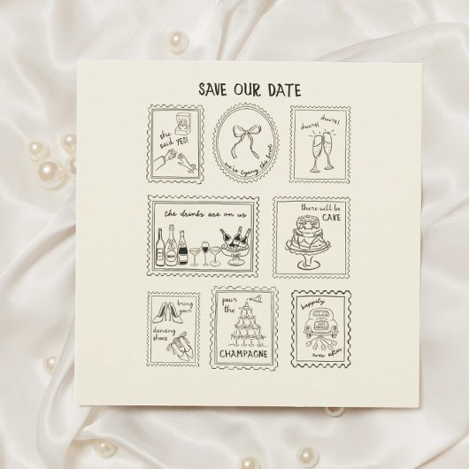 Carte de rappel de date de mariage avec timbre-pos