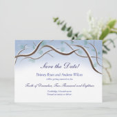 Carte de rappel de date de mariage Branches d'arbr (Debout devant)