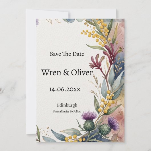 Carte de rappel de date de mariage Chardon Maple C (Devant)