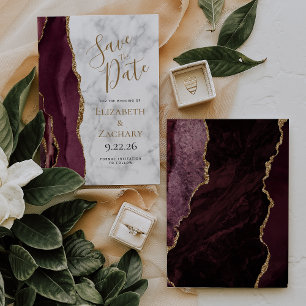 Carte de rappel de date de mariage en marbre d'aga