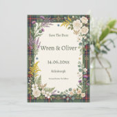 Carte de rappel de date de mariage Floral Tropical (Debout devant)