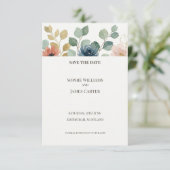 Carte de rappel de date de mariage florale à l'euc (Debout devant)