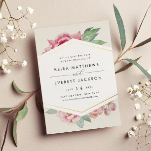 Carte de rappel de date de mariage florale à motif