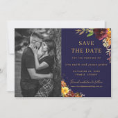 Carte de rappel de date de mariage florale orange  (Devant)