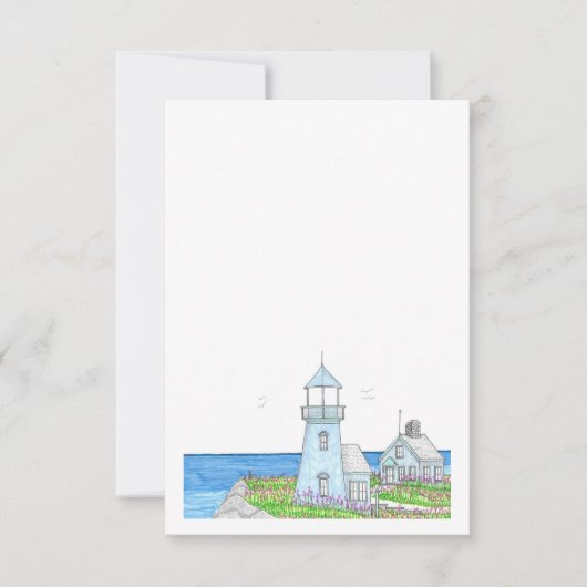 Carte de rappel de date de mariage Phare Bleu (Devant)
