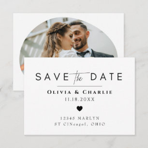 Carte de rappel de date de mariage photo minimalis