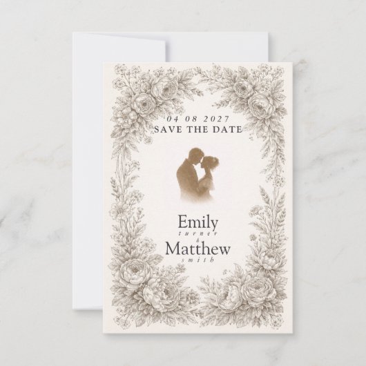 Carte de rappel de date de mariage Régence Botaniq (Devant)