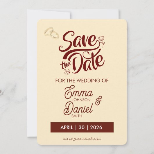 Carte de rappel de date de mariage Romance Classiq (Devant)