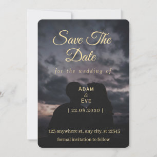 Carte de rappel de date de mariage silhouette de c