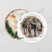 Carte de rappel de date en tranche de bois rustiqu (Devant / Derrière)