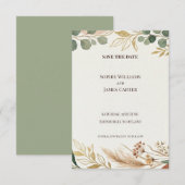 Carte de rappel de date minimale Eucalyptus Or (Devant / Derrière)