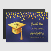 Carte de rappel de fête de remise de diplômes bleu (Devant / Derrière)