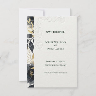 Carte de rappel de mariage à bordure florale Or No