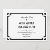 Carte de rappel de mariage à cadre rétro blanc Art (Devant / Derrière)