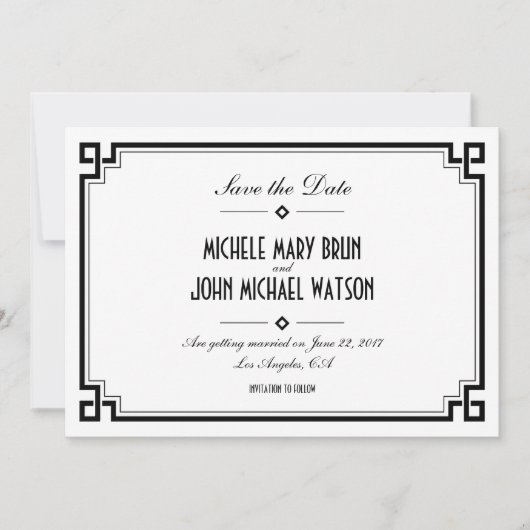 Carte de rappel de mariage à cadre rétro blanc sty (Devant)
