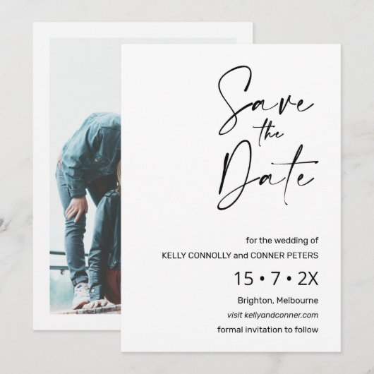 Carte de rappel de mariage à calligraphie minimali (Devant / Derrière)