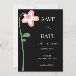 Carte de rappel de mariage à fleur unique sombre