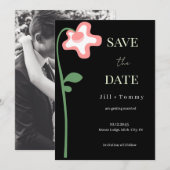 Carte de rappel de mariage à fleur unique sombre (Devant / Derrière)