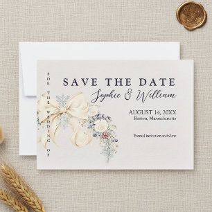 Carte de rappel de mariage à thème floral hivernal