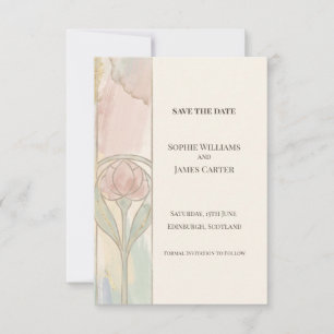 Carte de rappel de mariage Art Nouveau aux tulipes