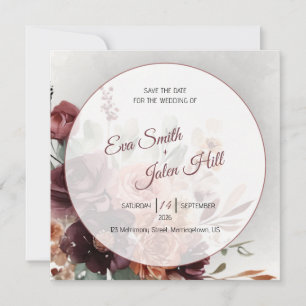 Carte de rappel de mariage automnal à fleurs d'hum