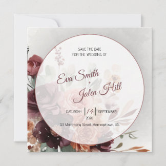Carte de rappel de mariage automnal à fleurs d'hum