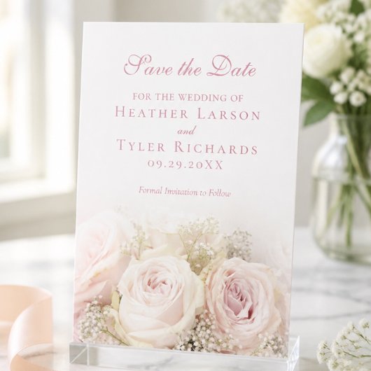 Carte de rappel de mariage aux roses