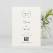 Carte de rappel de mariage avec code QR Olive Bran (Debout devant)