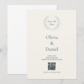 Carte de rappel de mariage avec code QR Olive Bran (Devant / Derrière)