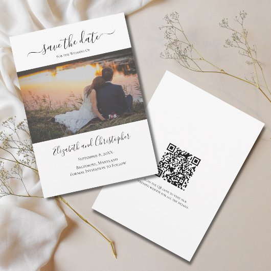 Carte de rappel de mariage avec code QR photo