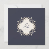 Carte de rappel de mariage baroque Navy (Dos)
