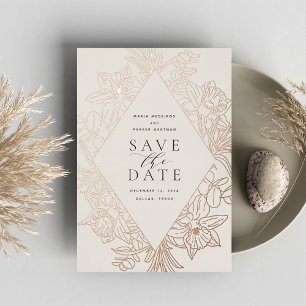 Carte de rappel de mariage Bisque Diamant Floral