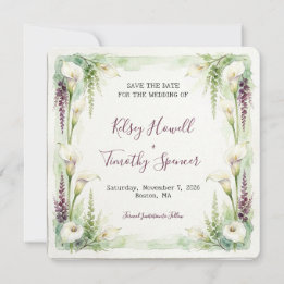 Carte de rappel de mariage Cascading Calla