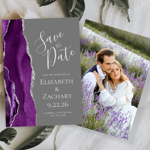 Carte de rappel de mariage élégante avec photo en