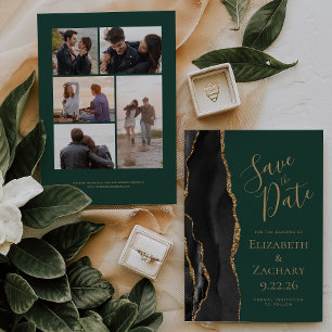 Carte de rappel de mariage élégante 'Black Gold Ag