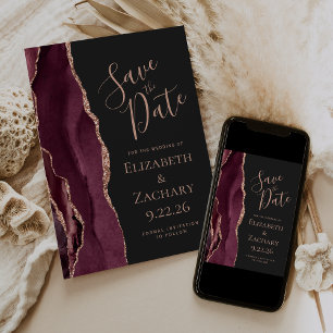 Carte de rappel de mariage en agate or rose de Bou