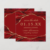 Carte de rappel de mariage en agate rouge et or (Devant / Derrière)