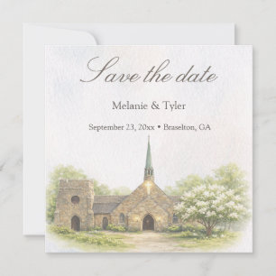 Carte de rappel de mariage en aquarelle de la chap