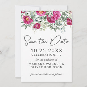 Carte de rappel de mariage Fleurs Vertes Roses sur