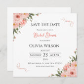 Carte de rappel de mariage floral rose pour la dou (Devant / Derrière)