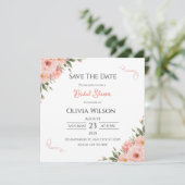 Carte de rappel de mariage floral rose pour la dou (Debout devant)