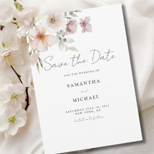 Carte de rappel de mariage floral rose Save The Da