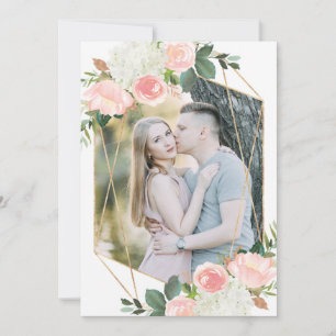 Carte de rappel de mariage florale printemps rose