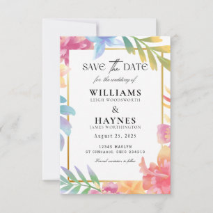 Carte de rappel de mariage florale tropicale color