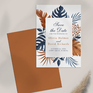 Carte de rappel de mariage Midnight Blue Monstera
