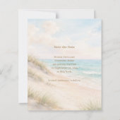 Carte de rappel de mariage moderne sur la plage cô (Dos)